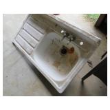 Single-Basin Sink with Drainboard and Faucet Fixtu