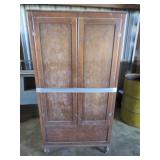 Wooden Wardrobe with Paneled Doors and Ball Feet