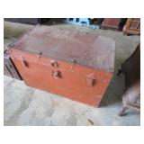 Metal Storage Trunk with Hinged Lid and Patterned