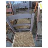 Two Wooden Ladder-Back Chairs with Woven Seats