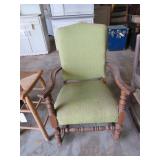 Wooden Rocking Chair with Green Upholstery