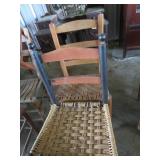 Two Wooden Ladder-Back Chairs With Woven Seats