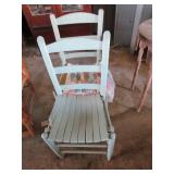 Wooden Ladder-Back Chair with Painted Finish and W
