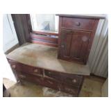 Wooden Dresser with Mirror and Storage Compartment