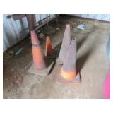 Safety Cones in Different Sizes and One Safety Bar