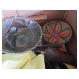 Household Items and Decor Lot Featuring Glassware,