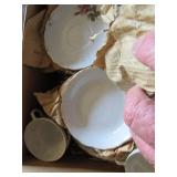 Box Lot of Japanese Porcelain Tea Set with Floral