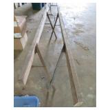 Wooden Sawhorse Set with Metal Supports