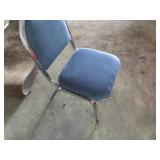 10 Stackable Chrome Chairs with Blue Upholstery