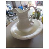 White Ceramic Pitcher and Basin Set