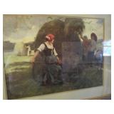 Framed Artwork Depicting Farm Scene by Julien Dupr