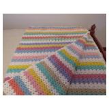 Hand-Crocheted Multicolor Afghan Blanket with Stri