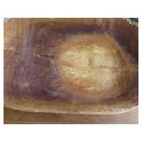 Large Hand-Carved Wooden Dough Bowl with Rustic Fi