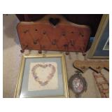 Home Decor Items Including Art, Hooks, and Wooden