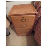 Two-Drawer Wooden File Cabinet with Brass Hardware