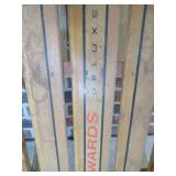 Vintage Wards Deluxe Wooden Sled with Steel Steeri