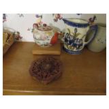 Decorative Ceramic Pitchers, Teapot, and Covered J
