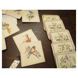 Bird-Themed Coasters and Wooden Side Table