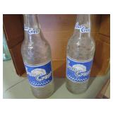 Sun Crest Embossed Glass Soda Bottles with Blue La