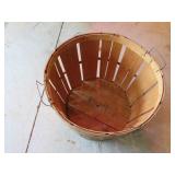 Wooden Slatted Basket with Metal Handles