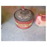 Three Vintage and Plastic Gasoline Cans