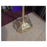 Brass Floor Lamp with Ornate Base and Fabric Shade