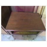 Wooden Two-Door Cabinet with Open Shelf