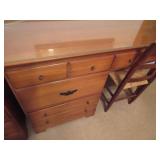 Wooden Dressing Table and Chair Set with Glass Top