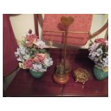 Wooden Jewelry Stand, Glass Vase Arrangements, and