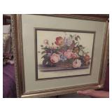 Framed Floral Print With Gilded Ornate Frame