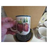 8 Porcelain Cups with Fruit Motif
