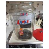 Lance Glass Cookie Jar with Red Metal Lid