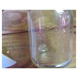 6-9 Clear and Blue Glass Jars and Milk Bottles wit