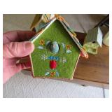 Three Decorative Birdhouses and Feeder