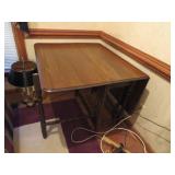 Drop-Leaf Wooden Table With Spindle Legs