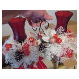 Holiday Decor Including Santa Figurine, Candlehold