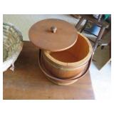 Wooden Ice Bucket, Fabric-Wrapped Basket, and Two