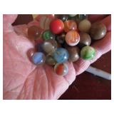 Glass Marbles in Vintage Jar