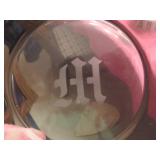 30 Clear Glass Plates with Etched Monogram