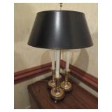 Three-Candlestick Brass Lamp with Black Shade