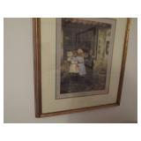 Framed Artwork Depicting Two Children by a Window