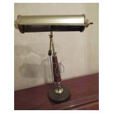 Metal and Wood Desk Lamp with Lyre Detail