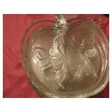 16 Glass Apple-Shaped Plates with Floral Embossi