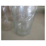 Seven Clear Glass Mason Jars Including Ball and AM
