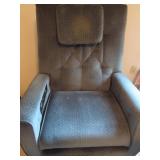 Blue Upholstered Recliner With Built-In Controls