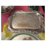 Silver-Plated Serving Trays with Ornate Engraving