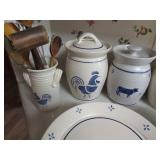 Ceramic Kitchenware With Blue Animal Motifs