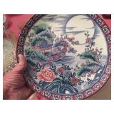 Japanese Decorative Plate with Floral and Landscap