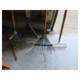 4 Garden Rakes with Wooden Handles