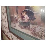 Framed Print of Children in a Wagon, Signed 'D. En